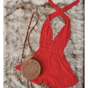Red Halter Top Romper/Playsuit